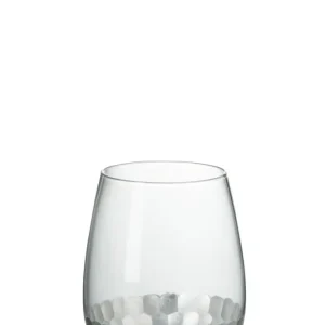 J-Line Drinkglas Transparant/Zilver 10x10x13cm