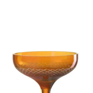 J-Line Drinkglas Voet Ronde Glas Oranje
