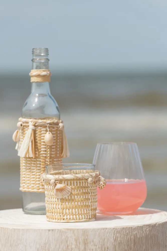 J-Line Fles Decoratie Met Schelpen Glas Naturel
