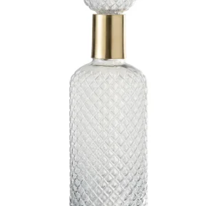 J-Line Fles+Stop Deco Relief Glas Transparant Large