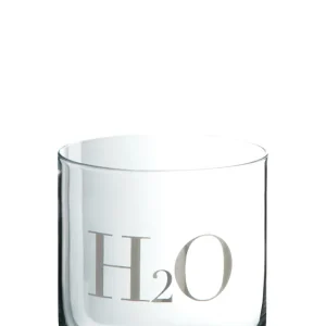 J-Line h2o glas - drinkglas - transparant/ zilver