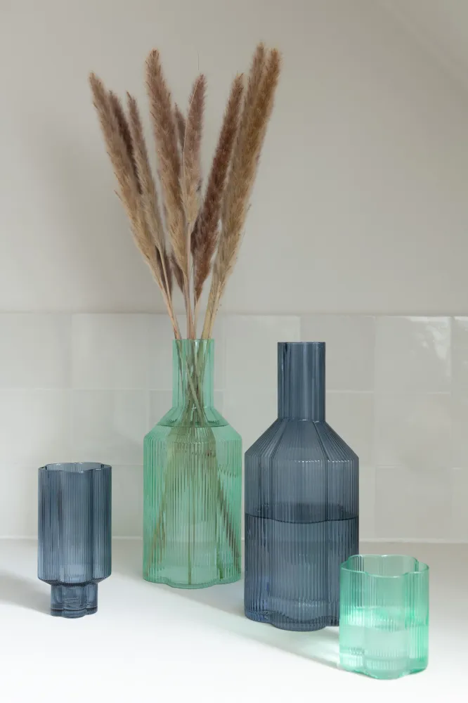 J-Line Karaf Fiore Glas Donkerblauw