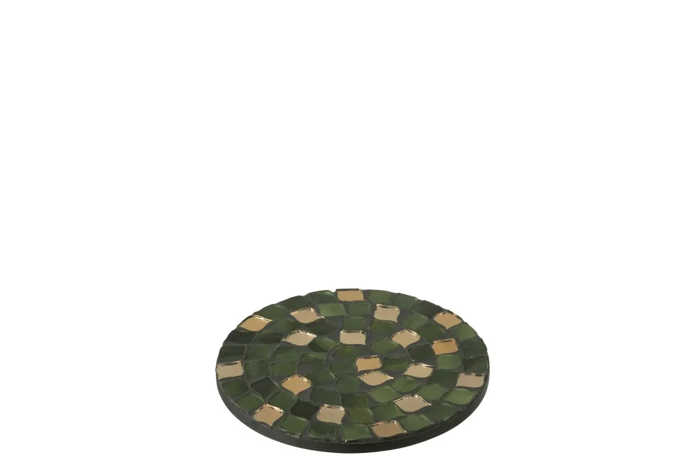 J-Line Mozaeik plateau - dienblad - glas - groen - S