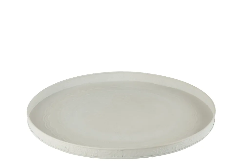 J-Line Plateau Rond Klassiek Ijzer Wit Medium