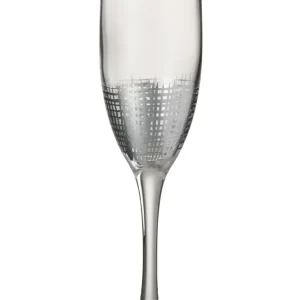 J-Line Raster glas op voet - wijnglas - transparant/ zilver