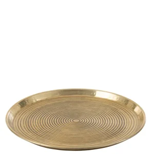 J-Line Rond Rigen plateau - dienblad - metaal - goud - M