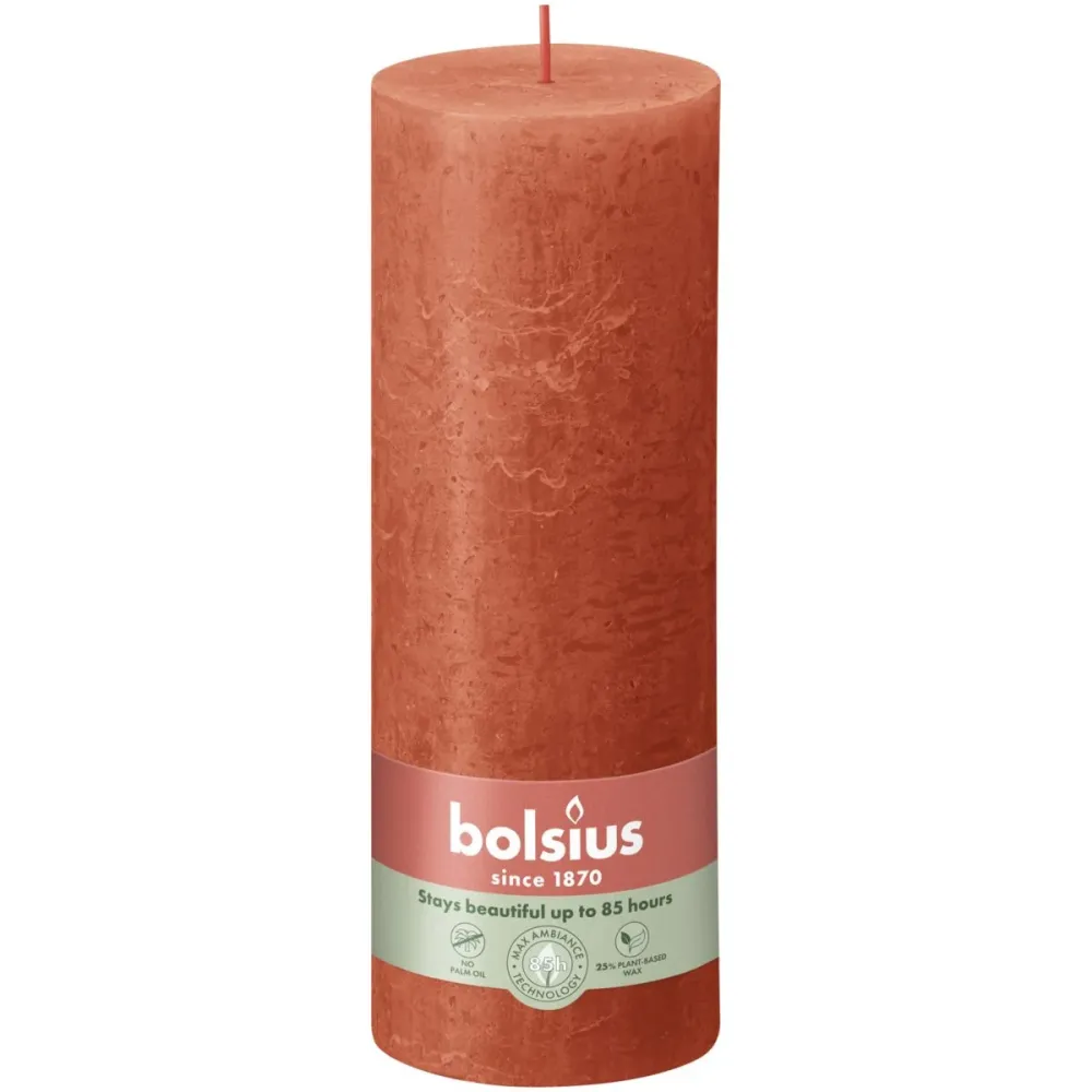 Kaarsen rustiek 130/68 Earthy Orange 4 stuks -