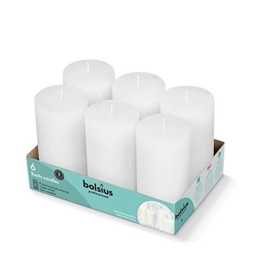 Kaarsen rustiek 130/68 wit 6x2 stuks -