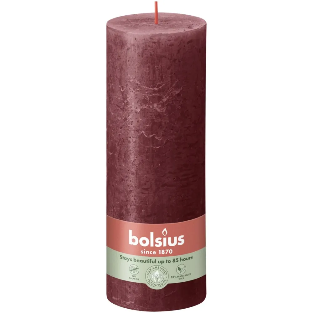 Kaarsen rustiek 190/68 Velvet Red 4st -
