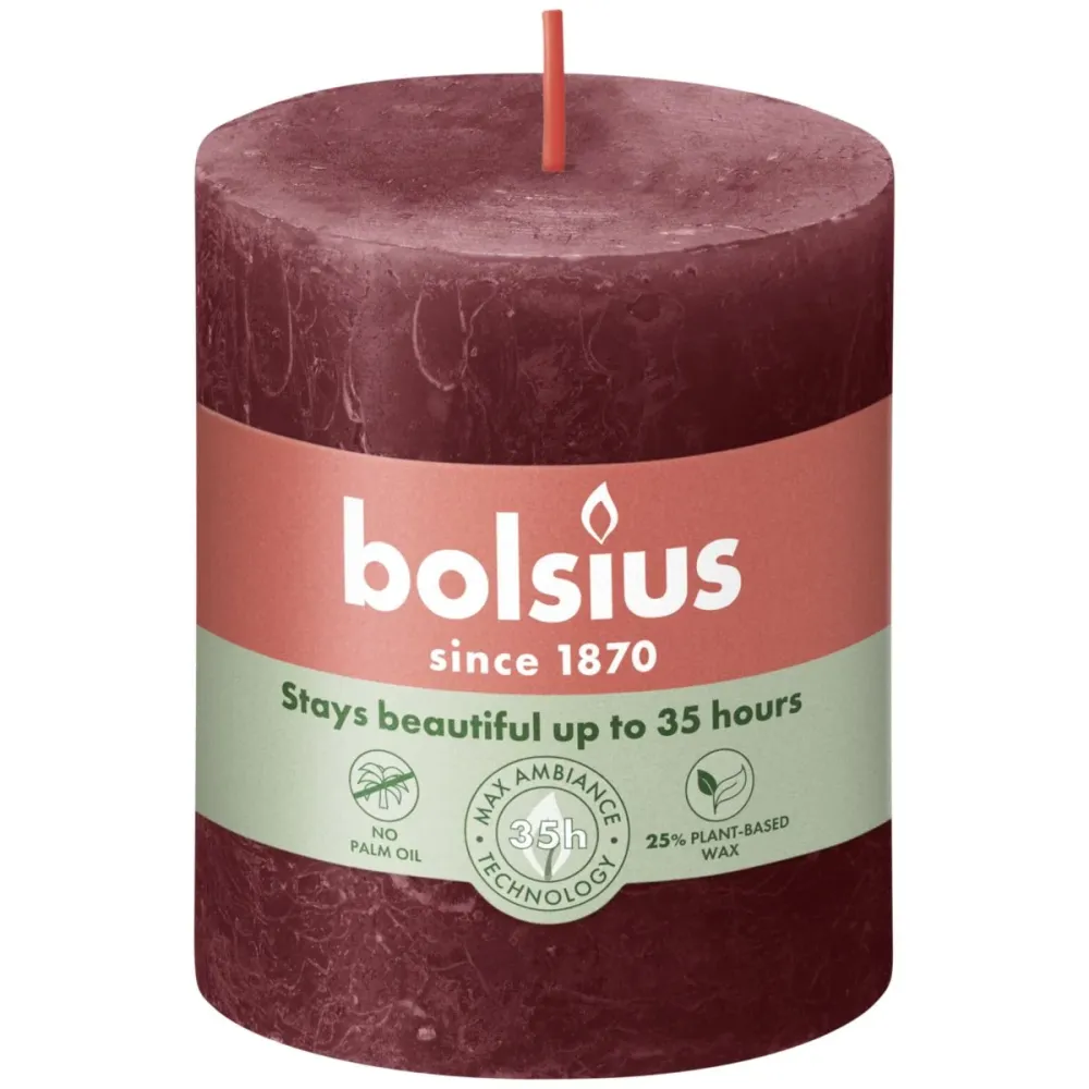 Kaarsen rustiek 80/68 Velvet Red 4 stuks -