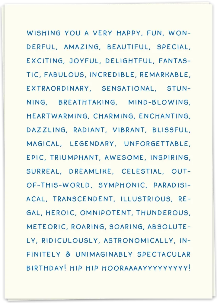Adjectives birthday - Kaart Blanche