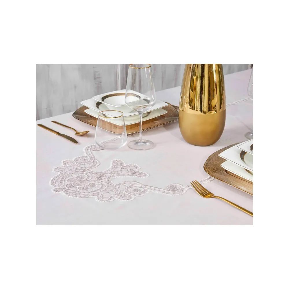 ADES PUDRA FRANSIZ DANTELLİ MASA ÖRTÜSÜ 160X240 KARACA HOME