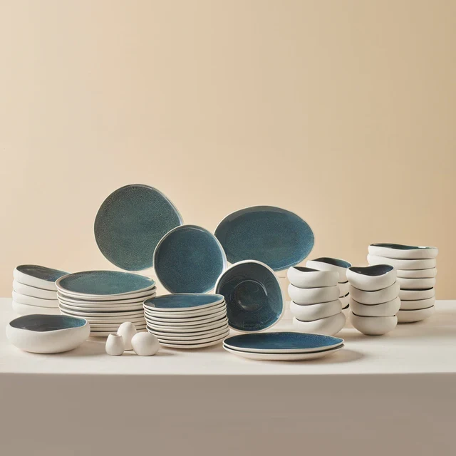 Karaca Earth Collection New Galactic Oscar Reactive Glaze 55-delige Serviesset voor 12 Personen, Multi