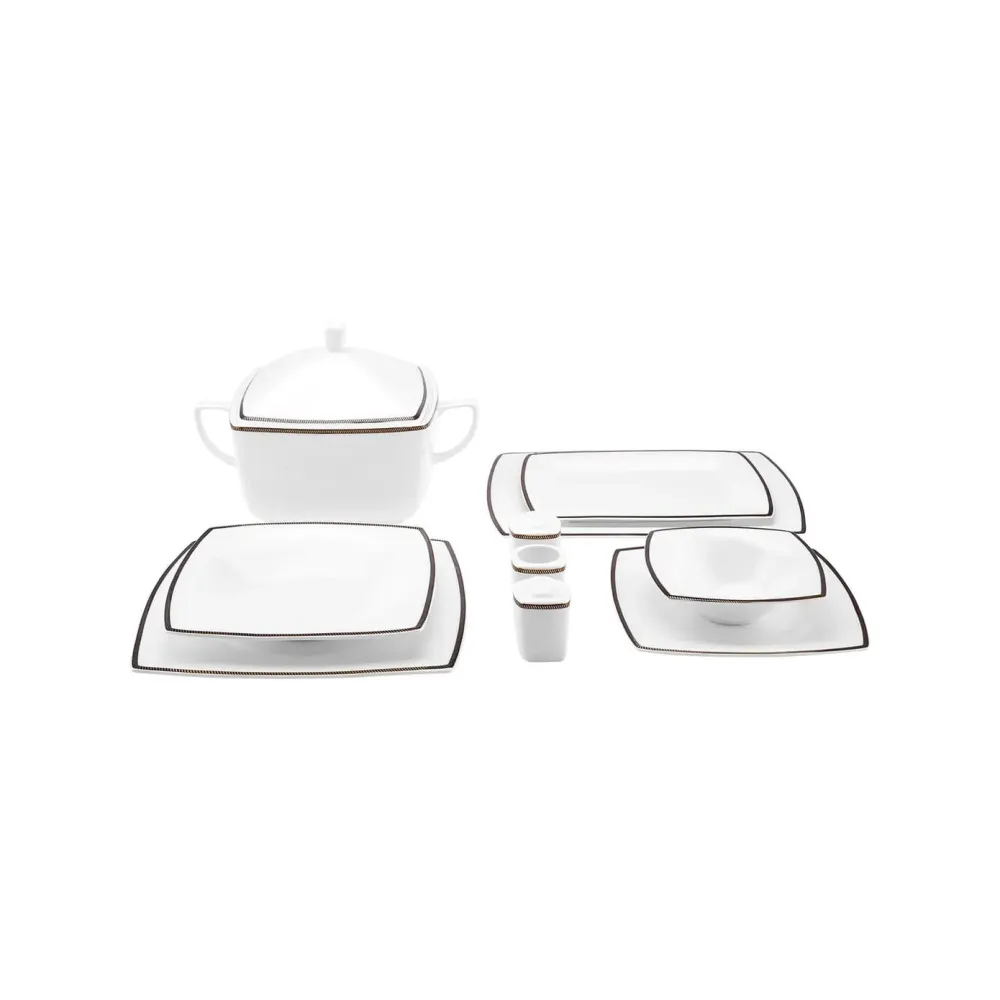Karaca Fine Pearl Norma - 62-delig vierkant tafelservies voor 12 personen