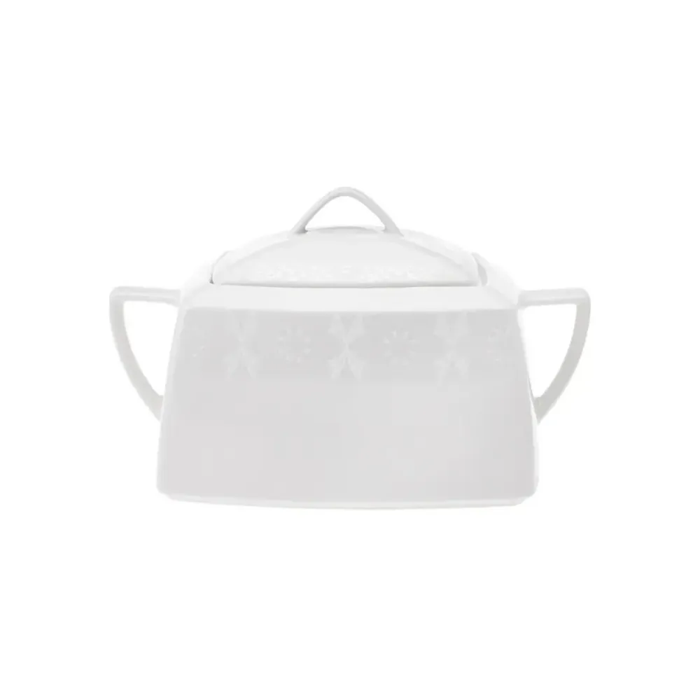 Karaca New Suha Cream 60 Delige Porseleinen Serviesset Vierkant voor 12 Personen