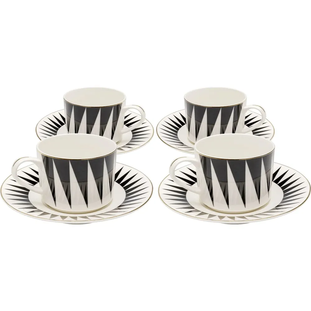 Kare Design Koffiekoppen Harlequin zwart en wit (4/set)