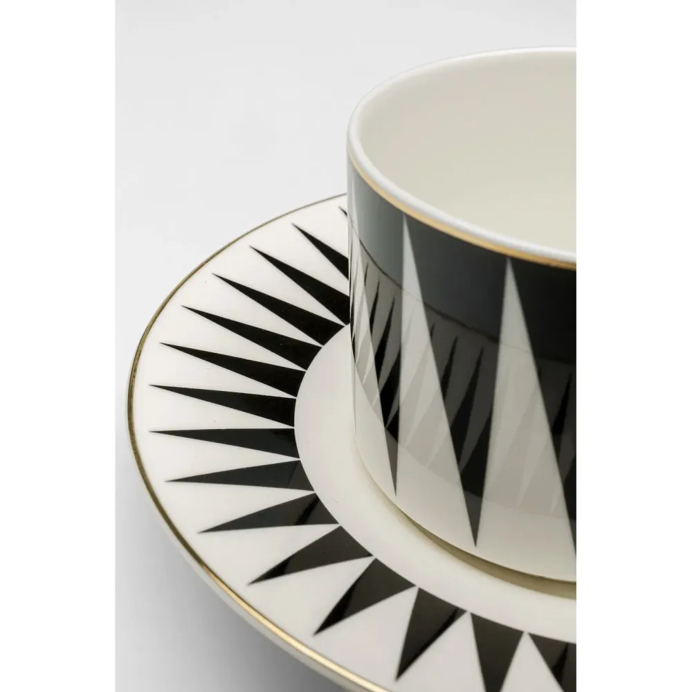 Kare Design Koffiekoppen Harlequin zwart en wit (4/set)
