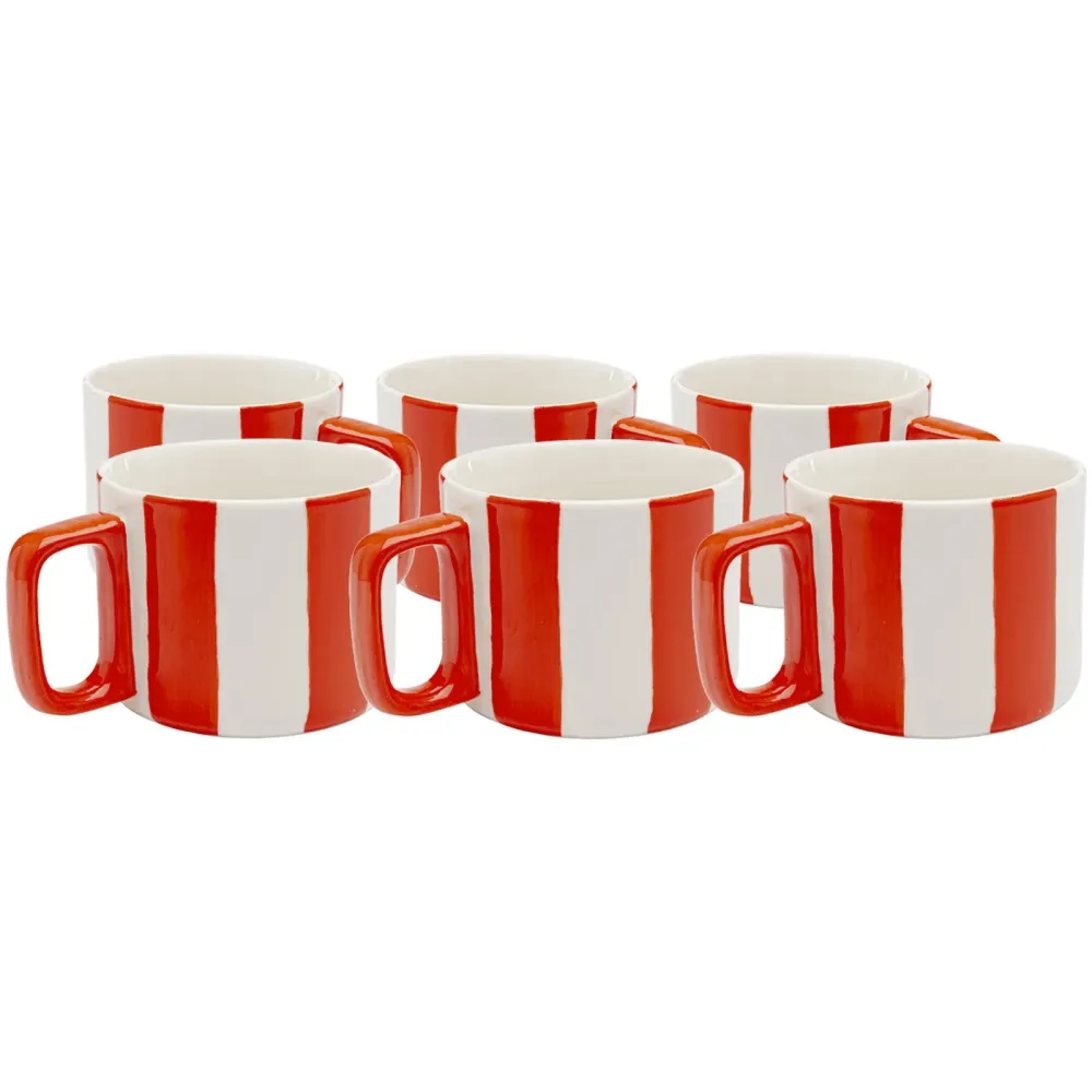 Kare Design Kopjes Cocina rood en wit (6/set)