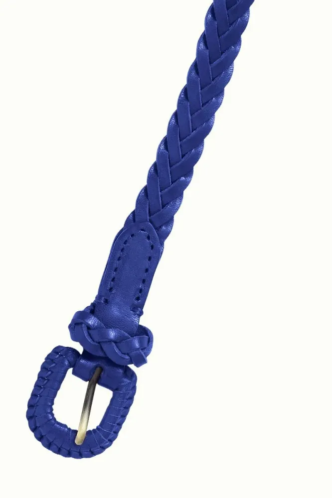Blauwe leren riem | King Louie Braidy belt dazzling blue 95