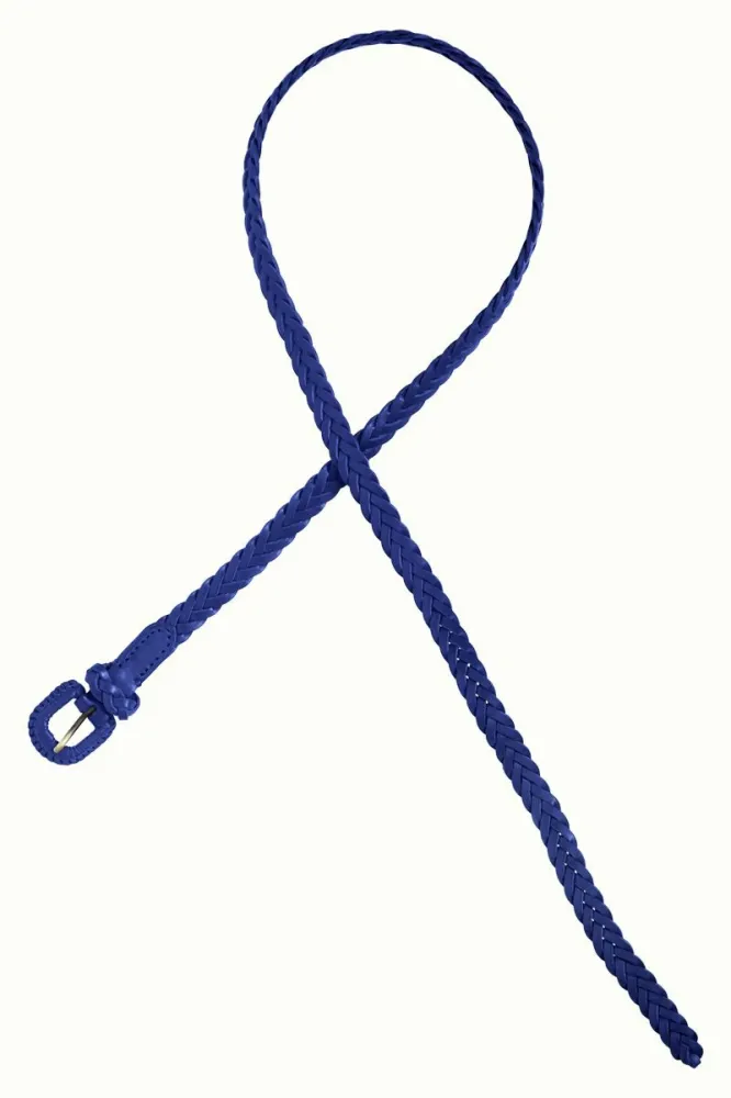 Blauwe leren riem | King Louie Braidy belt dazzling blue 95