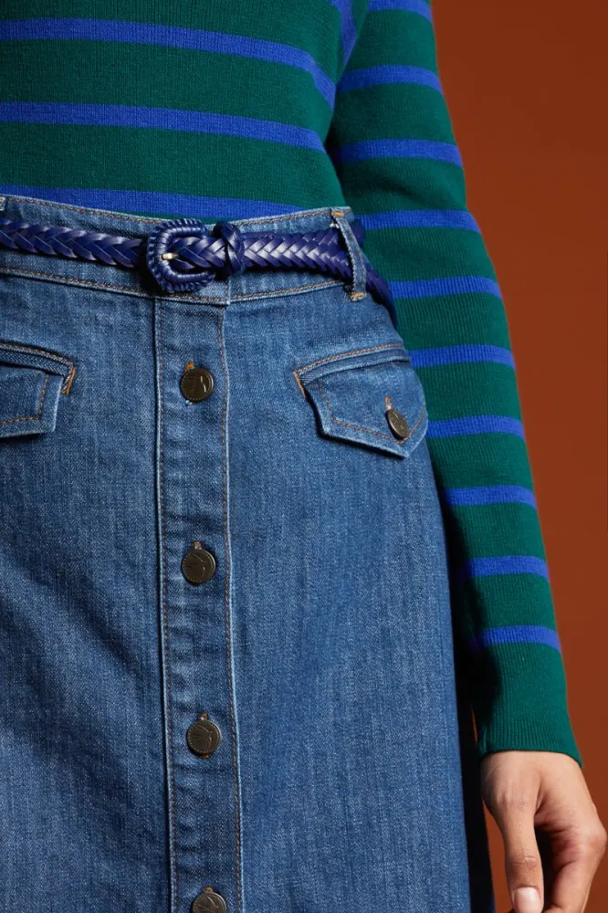 Blauwe leren riem | King Louie Braidy belt dazzling blue 95