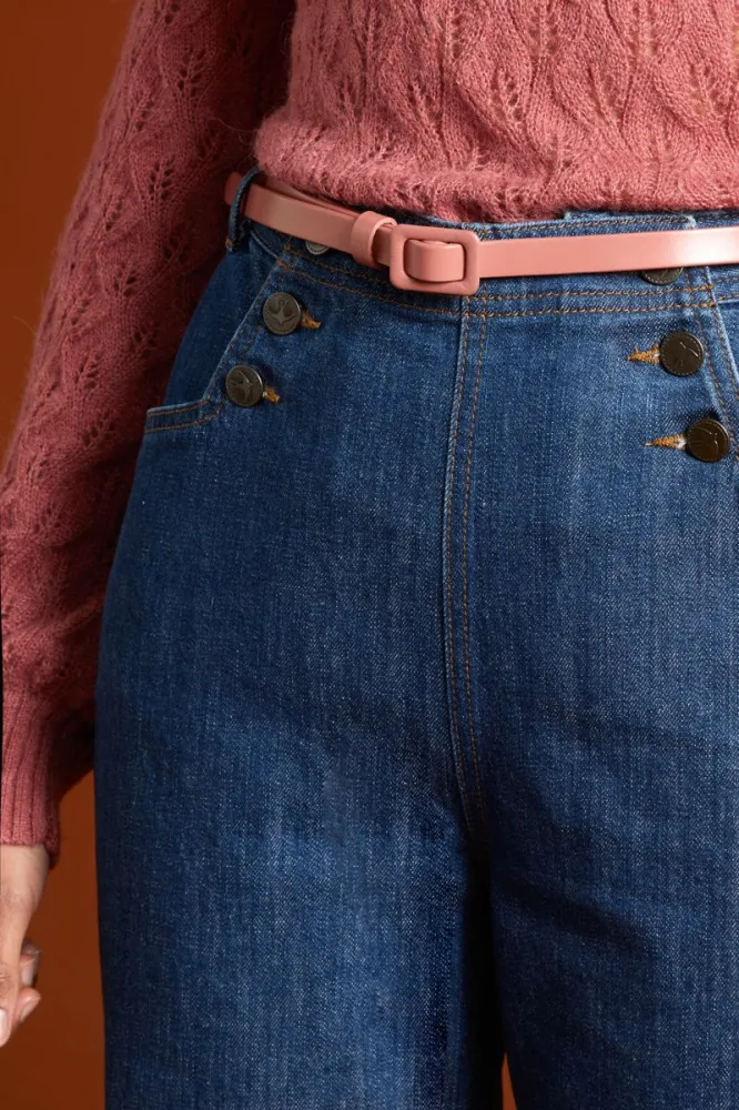 Roze leren schuifceintuur | King Louie leather covered belt dusty rose 95