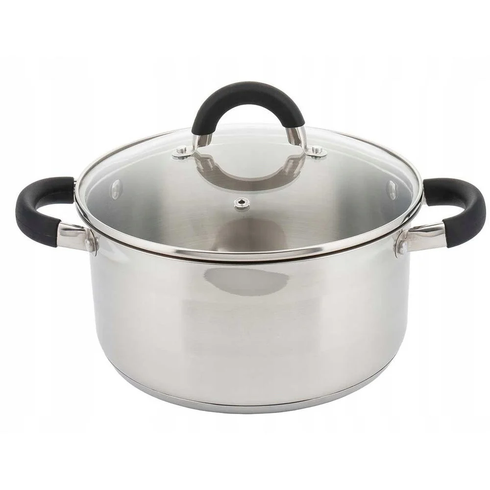 Kinghoff KH-4344 kookpan met glazen deksel RVS 20 x 10 cm 3L zilver