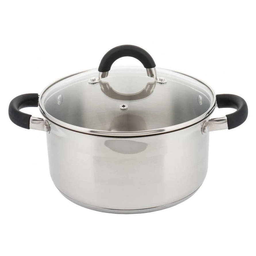 Kinghoff KH-4346 kookpan met glazen deksel RVS 24 x 13.5 cm 6L zilver