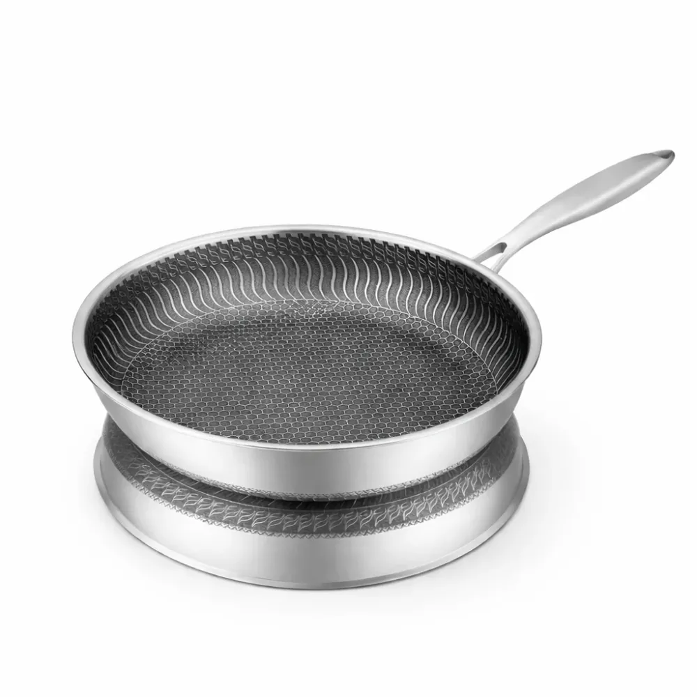 Kitchen4you | Koekenpan RVS Honingraat Anti-aanbak met Deksel