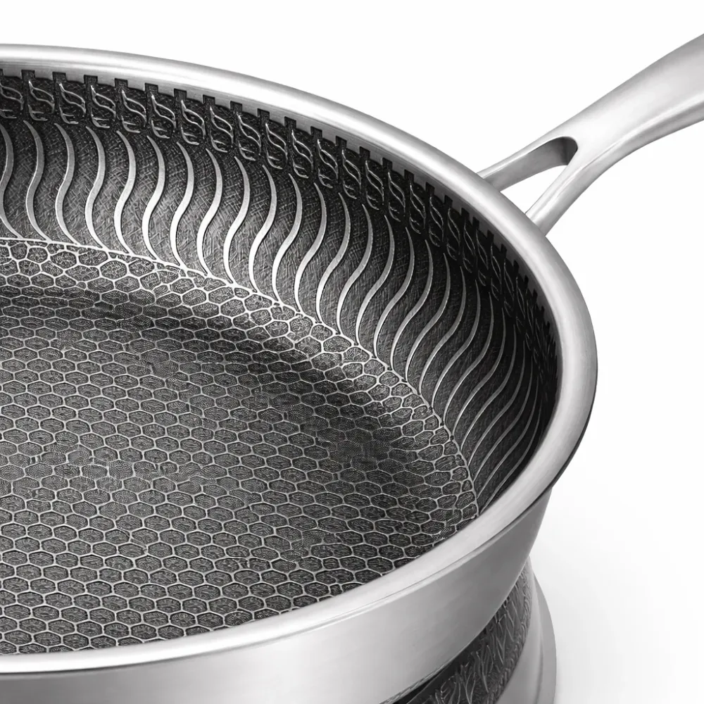 Kitchen4you | Koekenpan RVS Honingraat Anti-aanbak met Deksel
