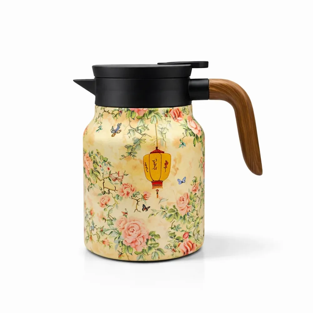 Kitchen4you | Theepot RVS Dubbelwandig Bloemenprint