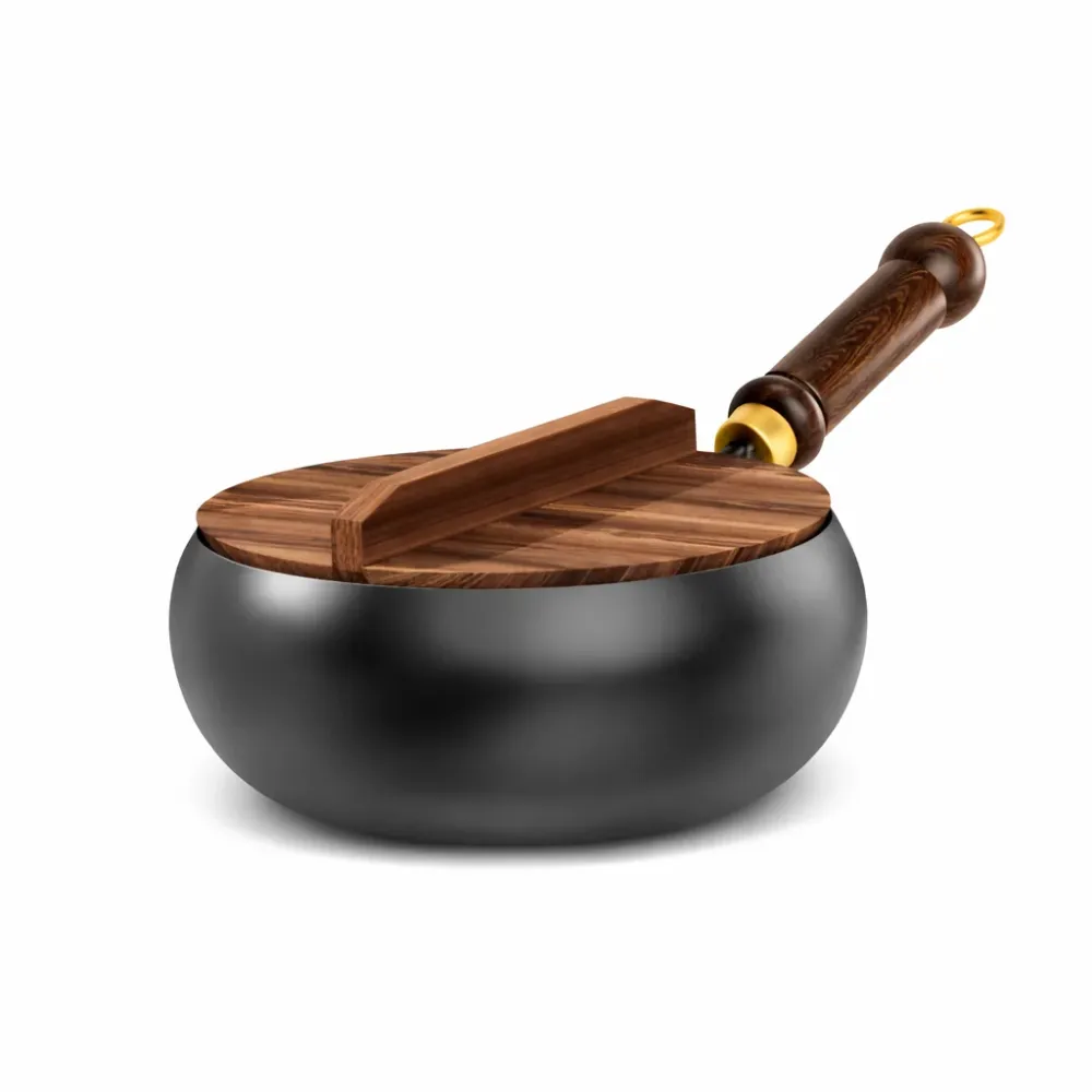 Kitchen4you | Wadjan Wokpan Smeedijzer met Houten Deksel