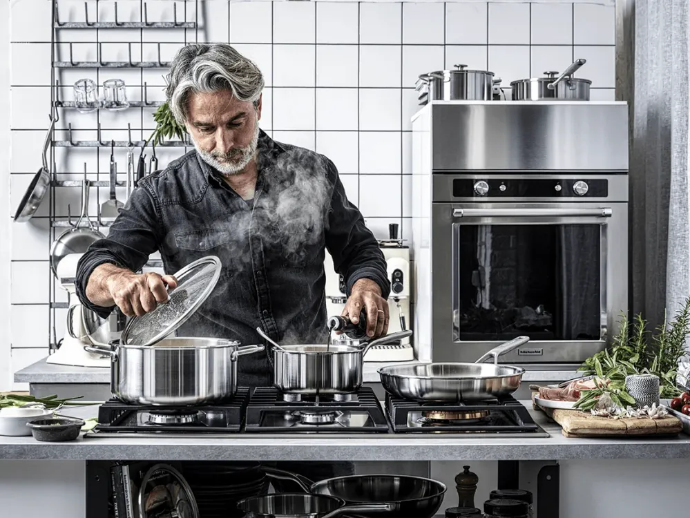 KitchenAid Multi-Ply Stainless Steel Braadpan 24cm/Kookpot 20+24cm/Steelpan 16cm 7-delig KITCHENAID COOKWARE