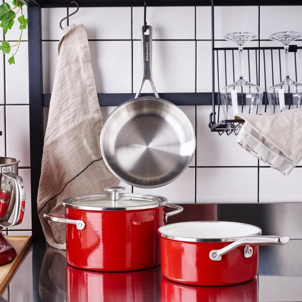 KitchenAid Pannenset Empire Red - 8-delig KITCHENAID COOKWARE