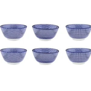 Kom PATTERN Ø12cm - 6 stuks - Donker blauw