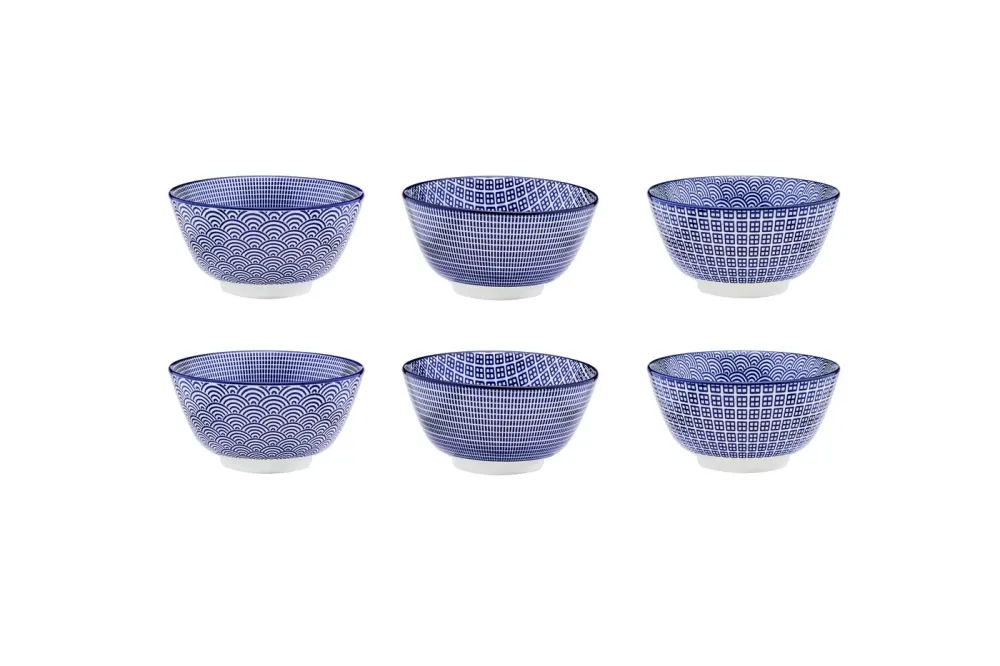 Kom PATTERN Ø12cm - 6 stuks - Donker blauw