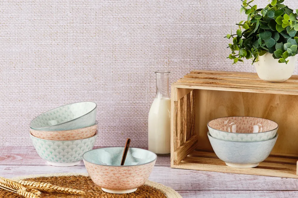 Kom PATTERN Ø15cm - 6 stuks - Pastel