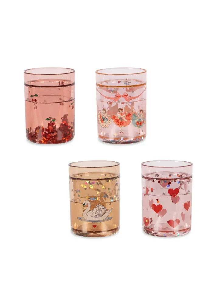Konges Sløjd 4 Pack Glitter Bekers - 4 stuks - Rose Multi