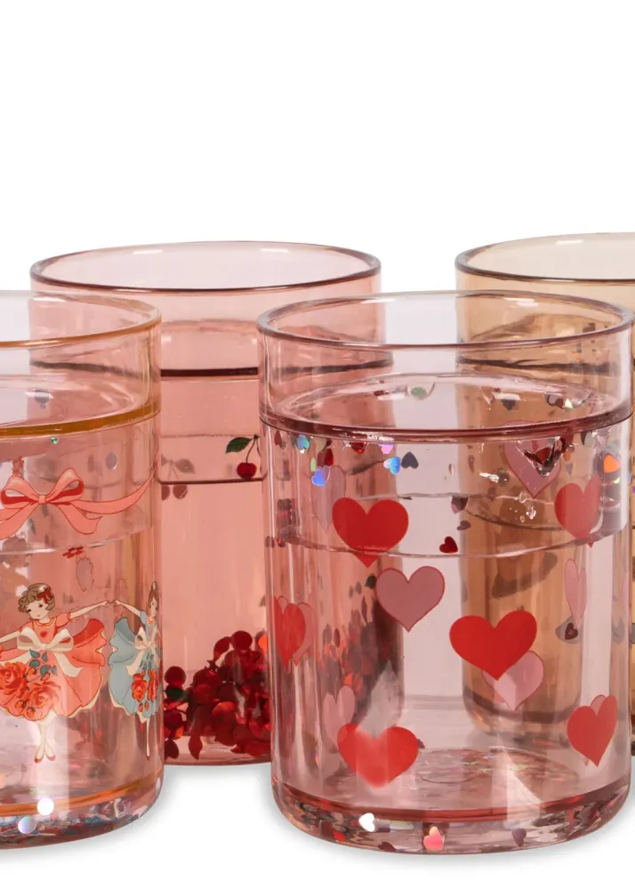 Konges Sløjd 4 Pack Glitter Bekers - 4 stuks - Rose Multi