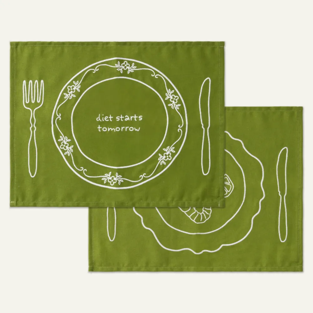 Kulu Club Linnen placemats Diet starts tomorrow / set van 2