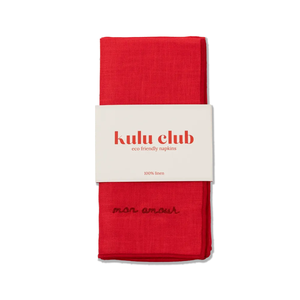 Kulu Club Linnen servetten Mon amour - set van 2