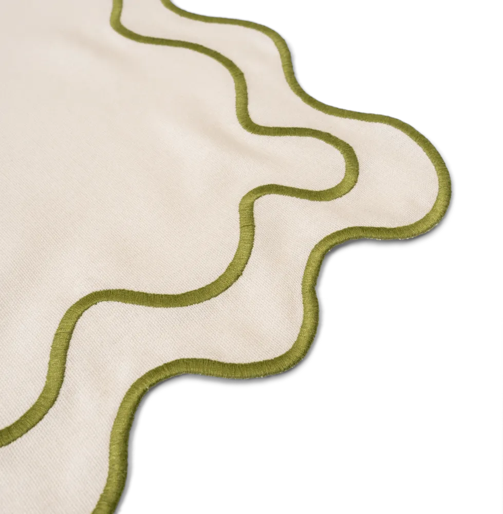 Kulu Club placemats Wavy - linnenmix - beige/groen - set van 2