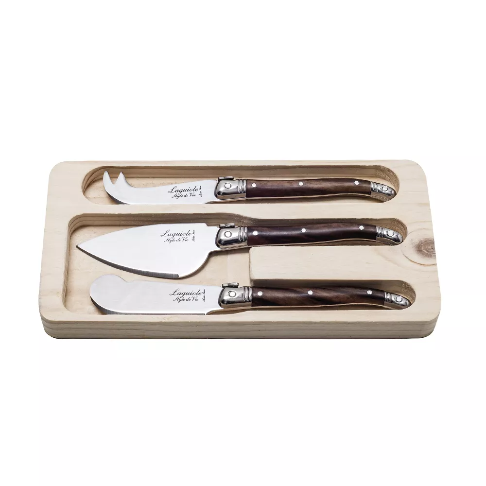 Laguiole Premium Line Kaasmessenset 3-delig dark wood