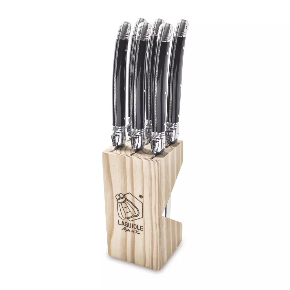 Laguiole Premium Line set/6 steakmessen zwart