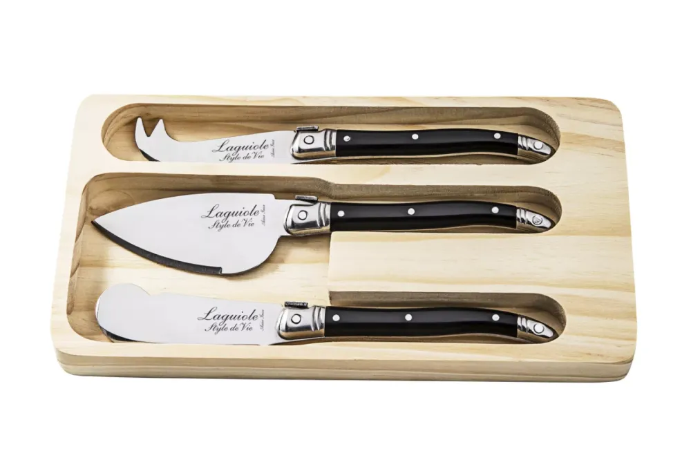 Kaasmessen Premium Line Zwart 3-delig Laguiole Style de Vie
