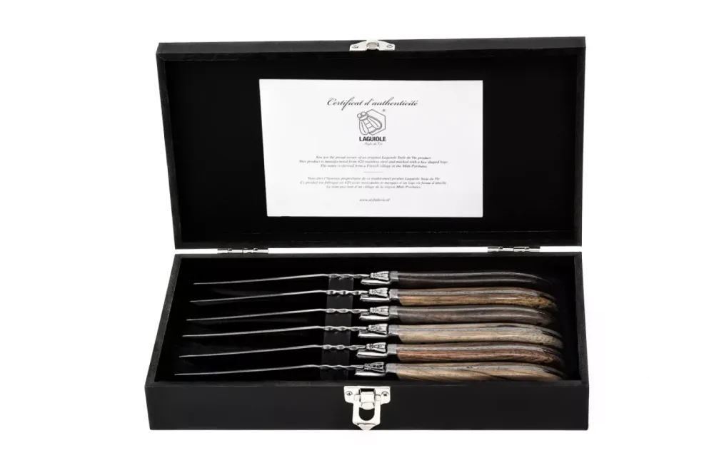 Steakmessen Luxury Line Gemengd Hout 6-delig Laguiole Style de Vie