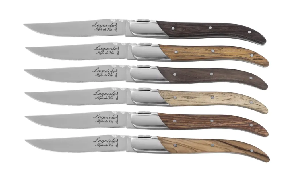 Steakmessen Luxury Line Gemengd Hout 6-delig Laguiole Style de Vie