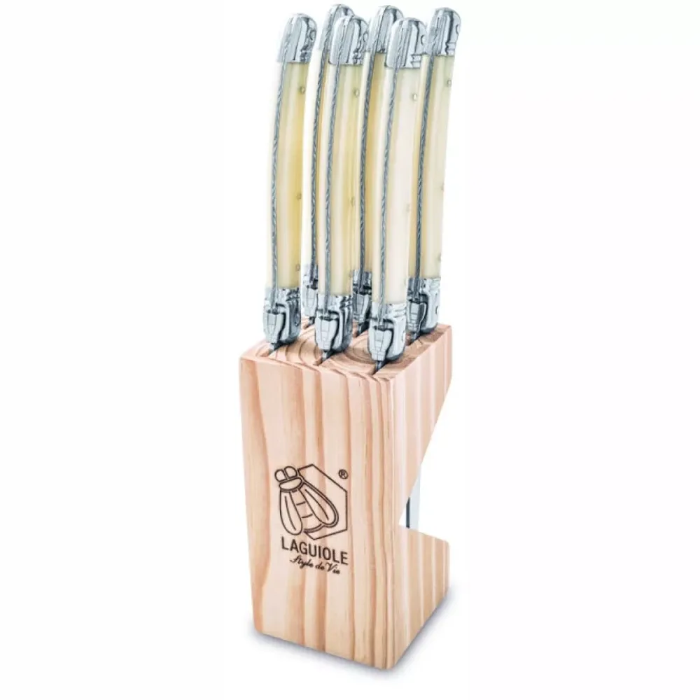 Steakmessen Premium Line Parelmoer 6-delig Laguiole Style de Vie