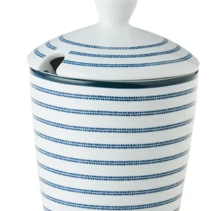 Laura Ashley Blue Candy Stripe Suikerpot Wit Porselein