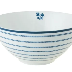 Laura Ashley Blue Candy Stripes Set 4 Bowls 13 cm Wit Porselein
